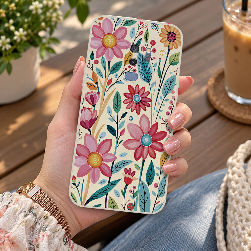 Samsung Galaxy S9 Plus Cover - Off White - D3 - ONation Petal Whismy Series - HQ Liquid Silicone Soft Case