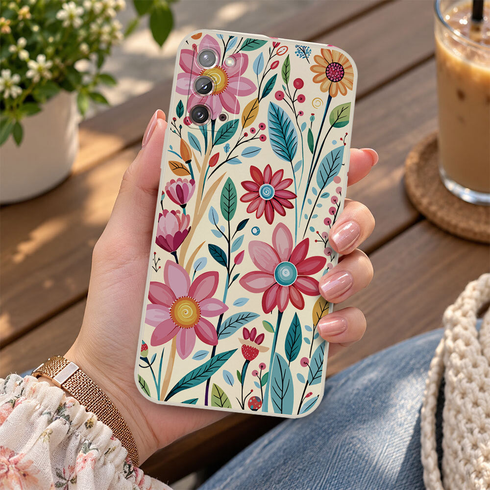 Samsung Galaxy Note 20 Cover - Off White - D3 - ONation Petal Whismy Series - HQ Liquid Silicone Soft Case
