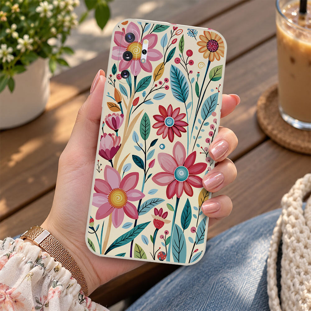 Samsung Galaxy Note 10 Plus Cover - Off White - D3 - ONation Petal Whismy Series - HQ Liquid Silicone Soft Case