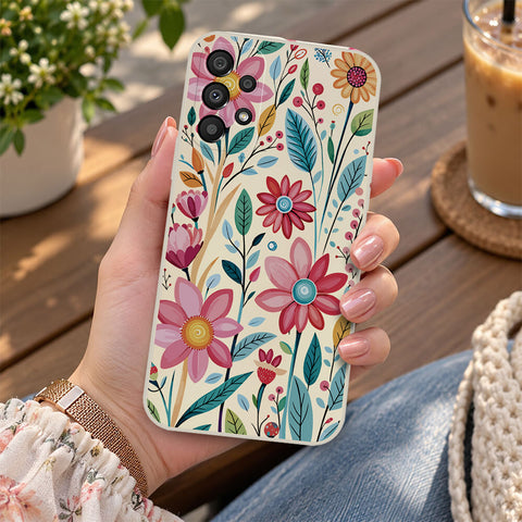 Samsung Galaxy A73 5G Cover - Off White - D3 - ONation Petal Whismy Series - HQ Liquid Silicone Soft Case