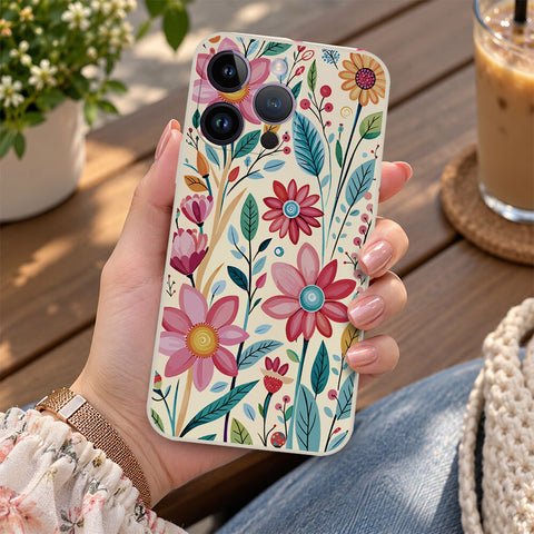 iPhone 14 Pro Max Cover - Off White - D3 - ONation Petal Whismy Series - HQ Liquid Silicone Soft Case