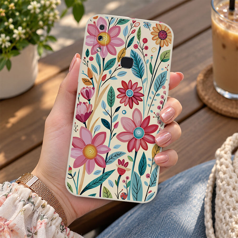 Samsung Galaxy A11 Cover - Off White - D3 - ONation Petal Whismy Series - HQ Liquid Silicone Soft Case