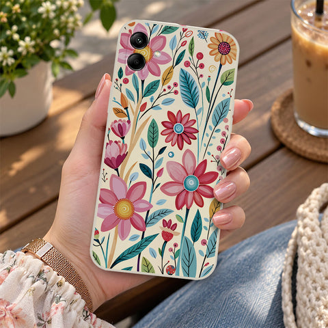 Samsung Galaxy A04e Cover - Off White - D3 - ONation Petal Whismy Series - HQ Liquid Silicone Soft Case