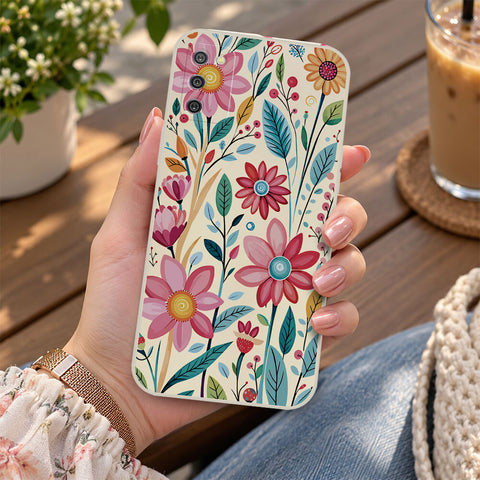 Samsung Galaxy A03s Cover - Off White - D3 - ONation Petal Whismy Series - HQ Liquid Silicone Soft Case