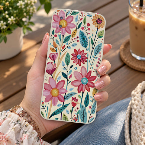 Samsung Galaxy A02s Cover - Off White - D3 - ONation Petal Whismy Series - HQ Liquid Silicone Soft Case