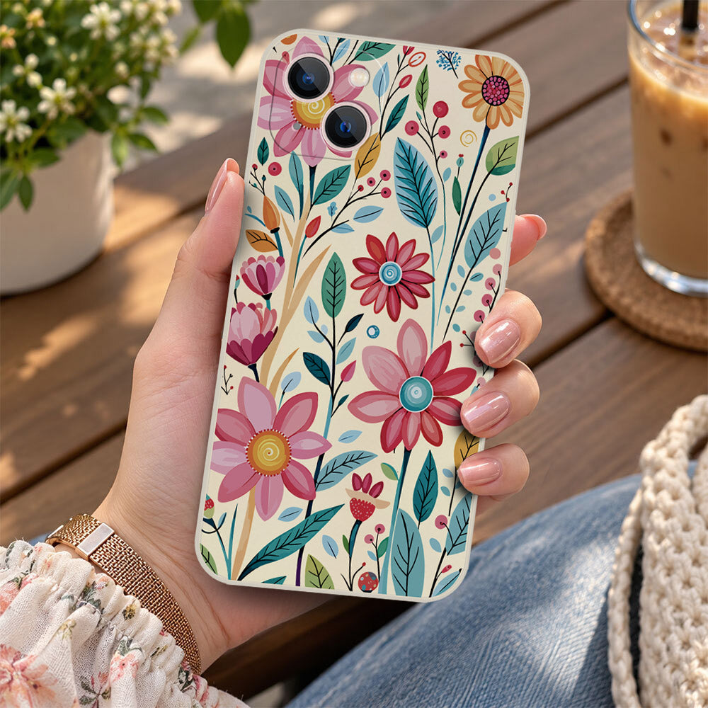 iPhone 13 Mini Cover - Off White - D3 - ONation Petal Whismy Series - HQ Liquid Silicone Soft Case