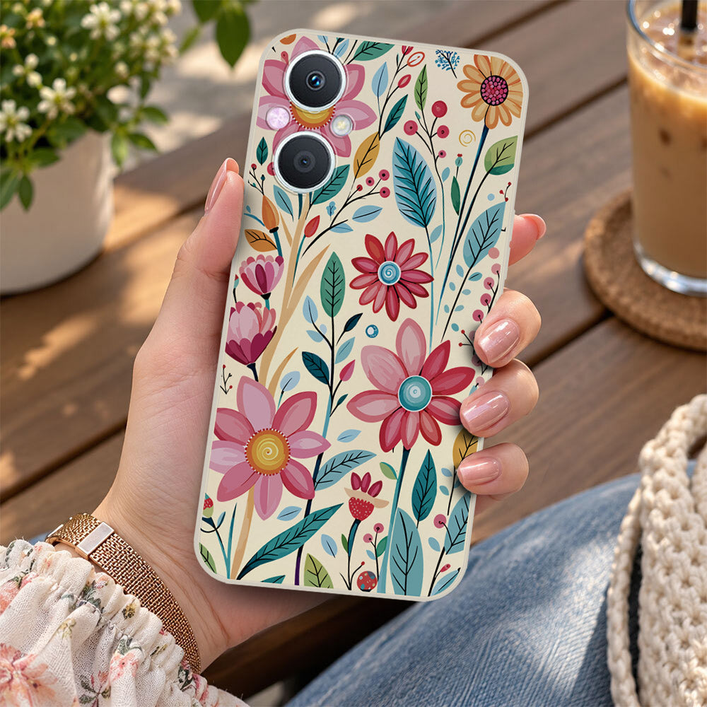 Oppo A15s Cover - Off White - D3 - ONation Petal Whismy Series - HQ Liquid Silicone Soft Case