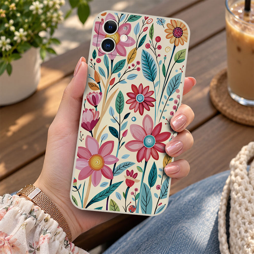 iPhone 12 Cover - Off White - D3 - ONation Petal Whismy Series - HQ Liquid Silicone Soft Case