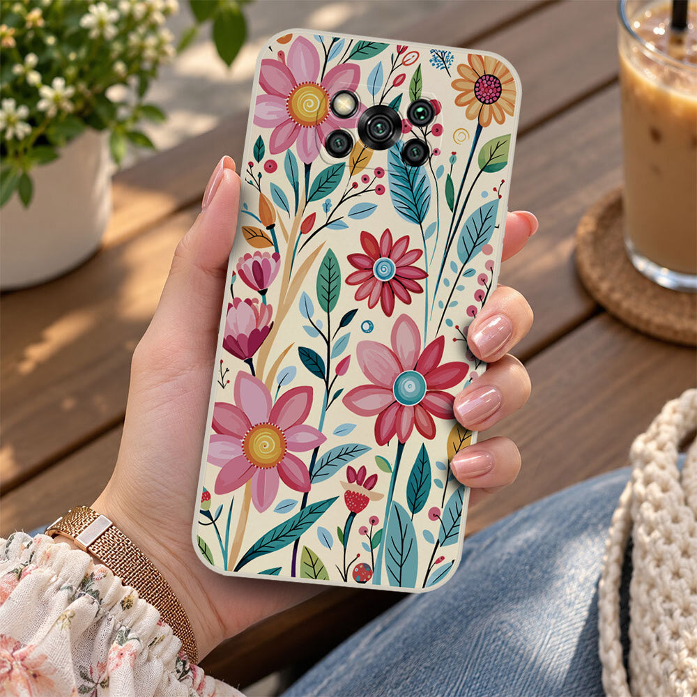 Xiaomi Poco X3 Pro Cover - Off White - D3 - ONation Petal Whismy Series - HQ Liquid Silicone Soft Case