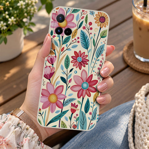 Vivo Y33t Cover - Off White - D3 - ONation Petal Whismy Series - HQ Liquid Silicone Soft Case