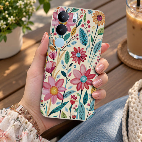 Vivo S17 Pro Cover - Off White - D3 - ONation Petal Whismy Series - HQ Liquid Silicone Soft Case