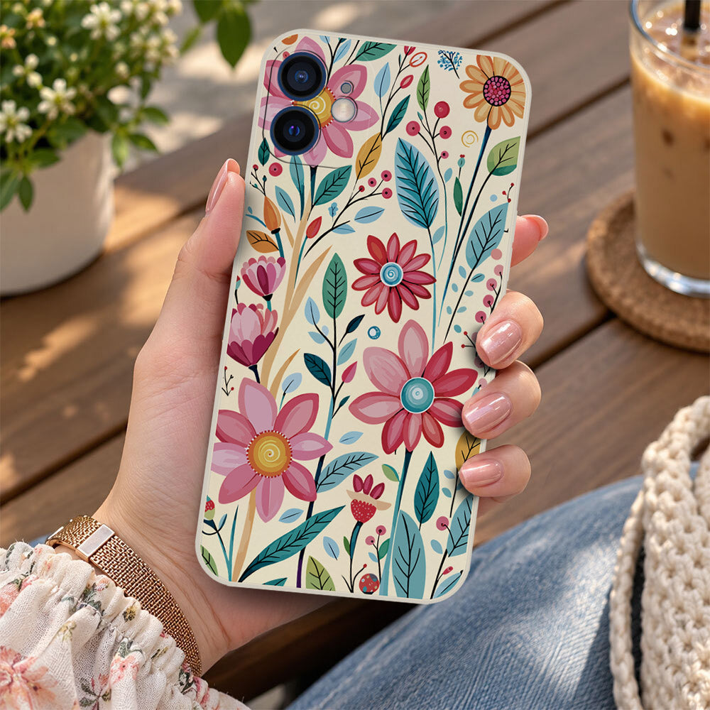 iPhone 12 Mini Cover - Off White - D3 - ONation Petal Whismy Series - HQ Liquid Silicone Soft Case