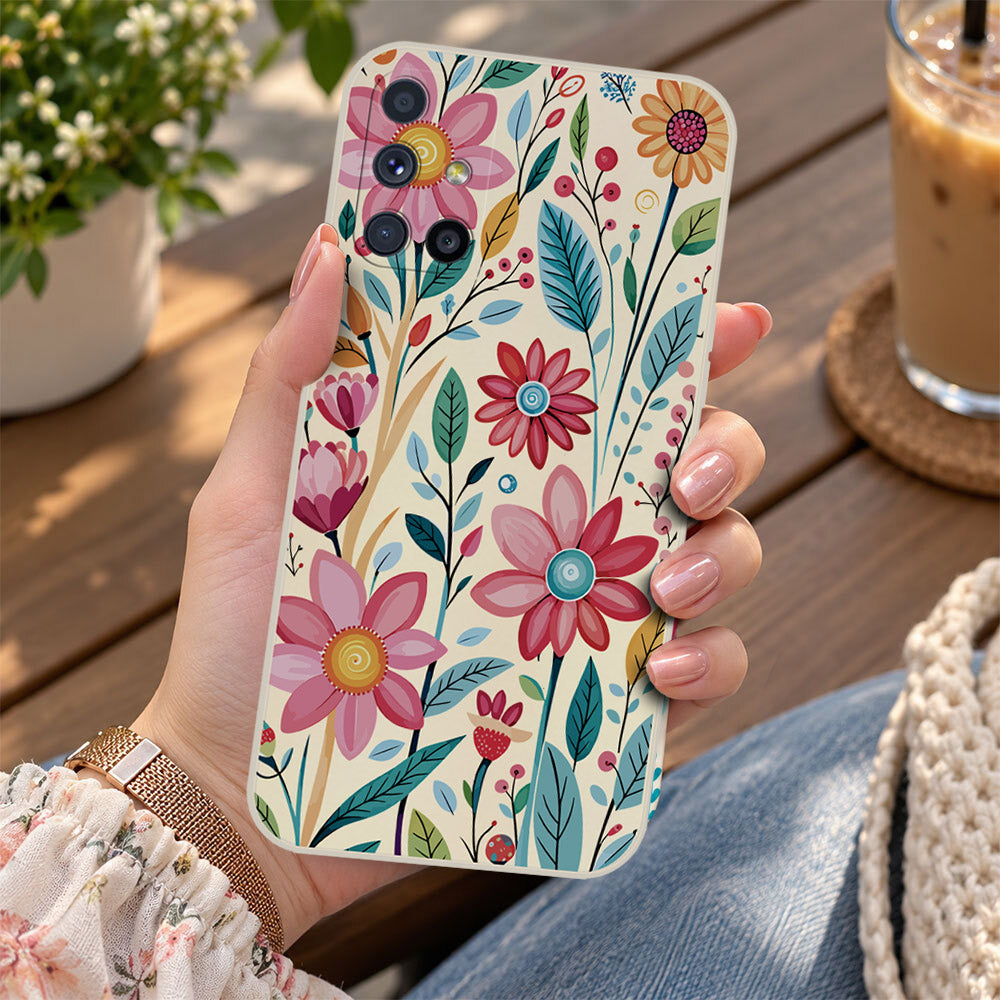 Samsung Galaxy M51 Cover - Off White - D3 - ONation Petal Whismy Series - HQ Liquid Silicone Soft Case