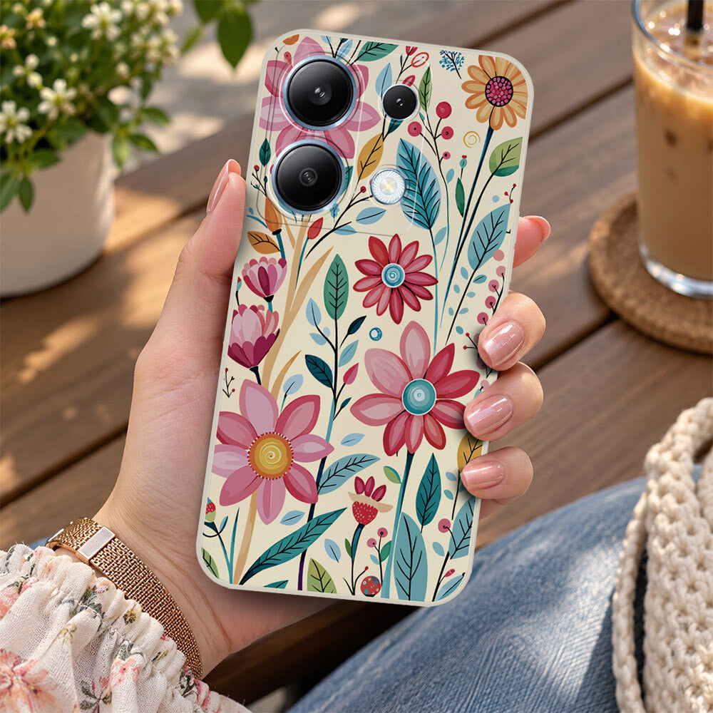Xiaomi Redmi Note 13 Pro 4G Cover - Off White - D3 - ONation Petal Whismy Series - HQ Liquid Silicone Soft Case