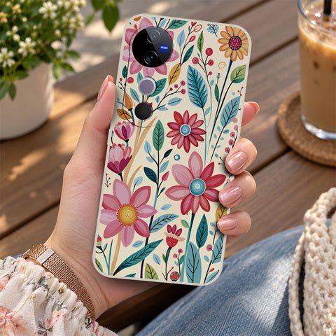 Vivo S19 Pro Cover - Off White - D3 - ONation Petal Whismy Series - HQ Liquid Silicone Soft Case