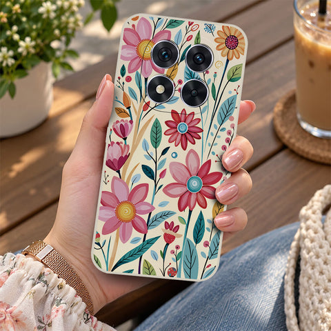 Xiaomi Redmi Note 14 Pro Plus 5G Cover - Off White - D3 - ONation Petal Whismy Series - HQ Liquid Silicone Soft Case