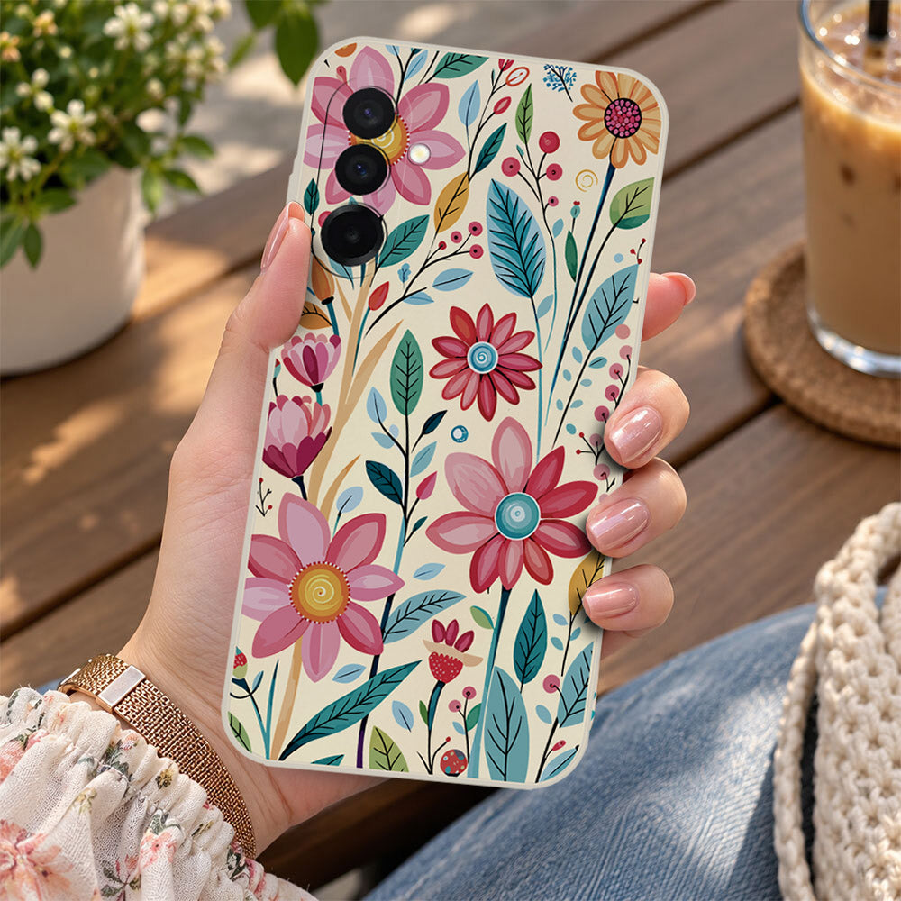 Samsung Galaxy M17 Cover - Off White - D3 - ONation Petal Whismy Series - HQ Liquid Silicone Soft Case