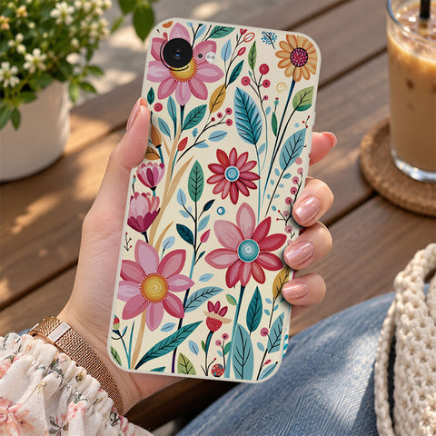 iPhone 16e Cover - Off White - D3 - ONation Petal Whismy Series - HQ Liquid Silicone Soft Case