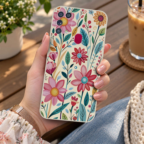 Samsung Galaxy M31 Cover - Off White - D3 - ONation Petal Whismy Series - HQ Liquid Silicone Soft Case