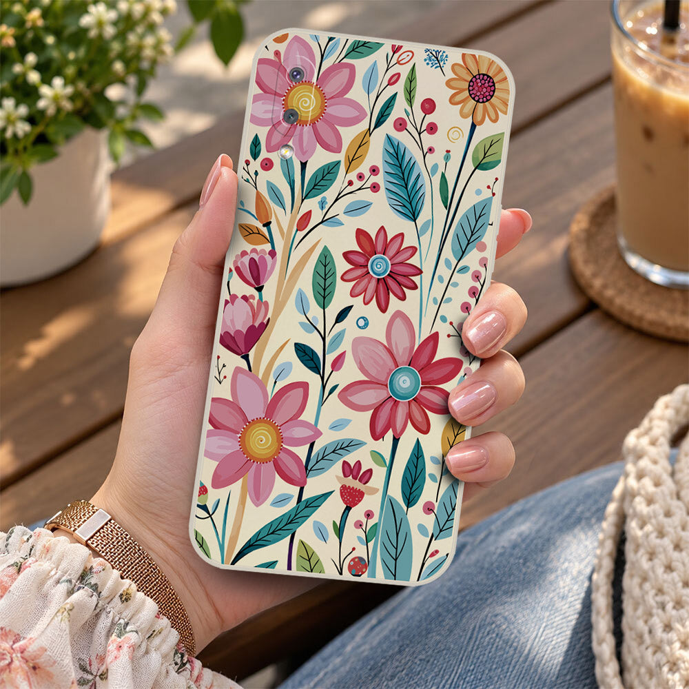 Samsung Galaxy M02 Cover - Off White - D3 - ONation Petal Whismy Series - HQ Liquid Silicone Soft Case