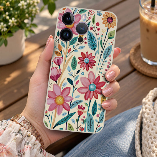iPhone 14 Pro Max Cover - Off White - D3 - ONation Petal Whismy Series - HQ Liquid Silicone Soft Case
