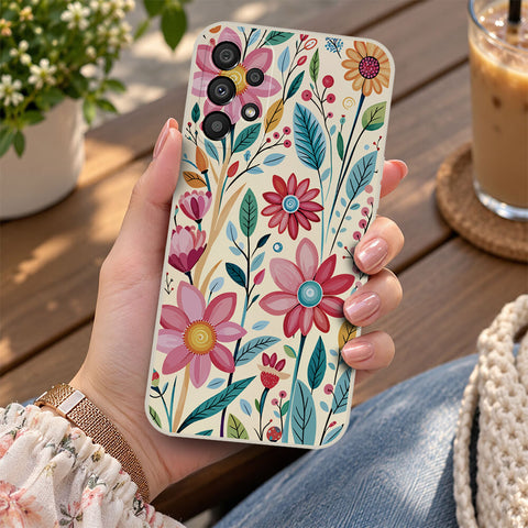 Samsung Galaxy A71 Cover - Off White - D3 - ONation Petal Whismy Series - HQ Liquid Silicone Soft Case