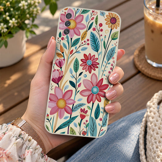 Samsung Galaxy A50s Cover - Off White - D3 - ONation Petal Whismy Series - HQ Liquid Silicone Soft Case