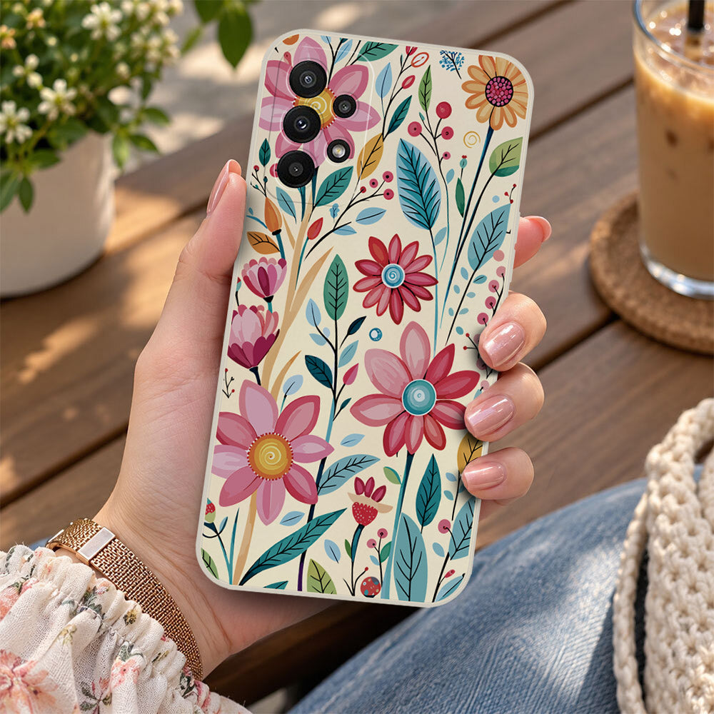 Samsung Galaxy A24 4G Cover - Off White - D3 - ONation Petal Whismy Series - HQ Liquid Silicone Soft Case