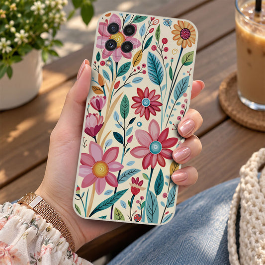 Samsung Galaxy A23 Cover - Off White - D3 - ONation Petal Whismy Series - HQ Liquid Silicone Soft Case