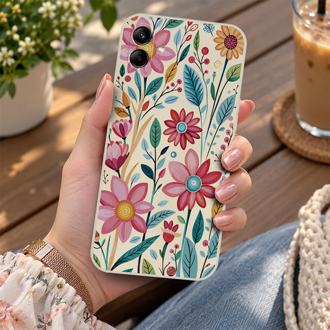 Samsung Galaxy A04e Cover - Off White - D3 - ONation Petal Whismy Series - HQ Liquid Silicone Soft Case