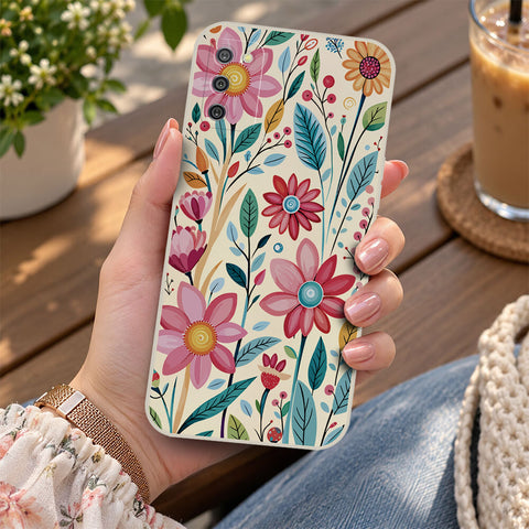 Samsung Galaxy A04 Cover - Off White - D3 - ONation Petal Whismy Series - HQ Liquid Silicone Soft Case