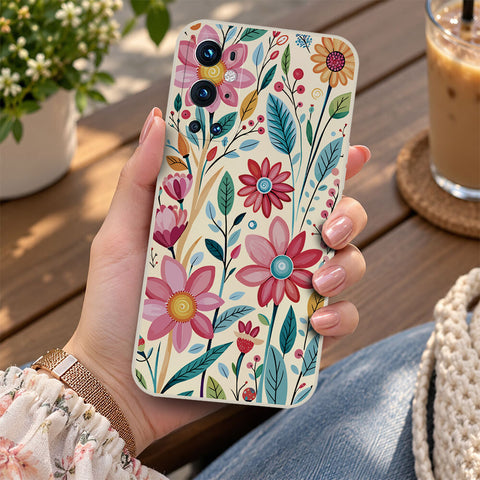 OnePlus 9R Cover - Off White - D3 - ONation Petal Whismy Series - HQ Liquid Silicone Soft Case