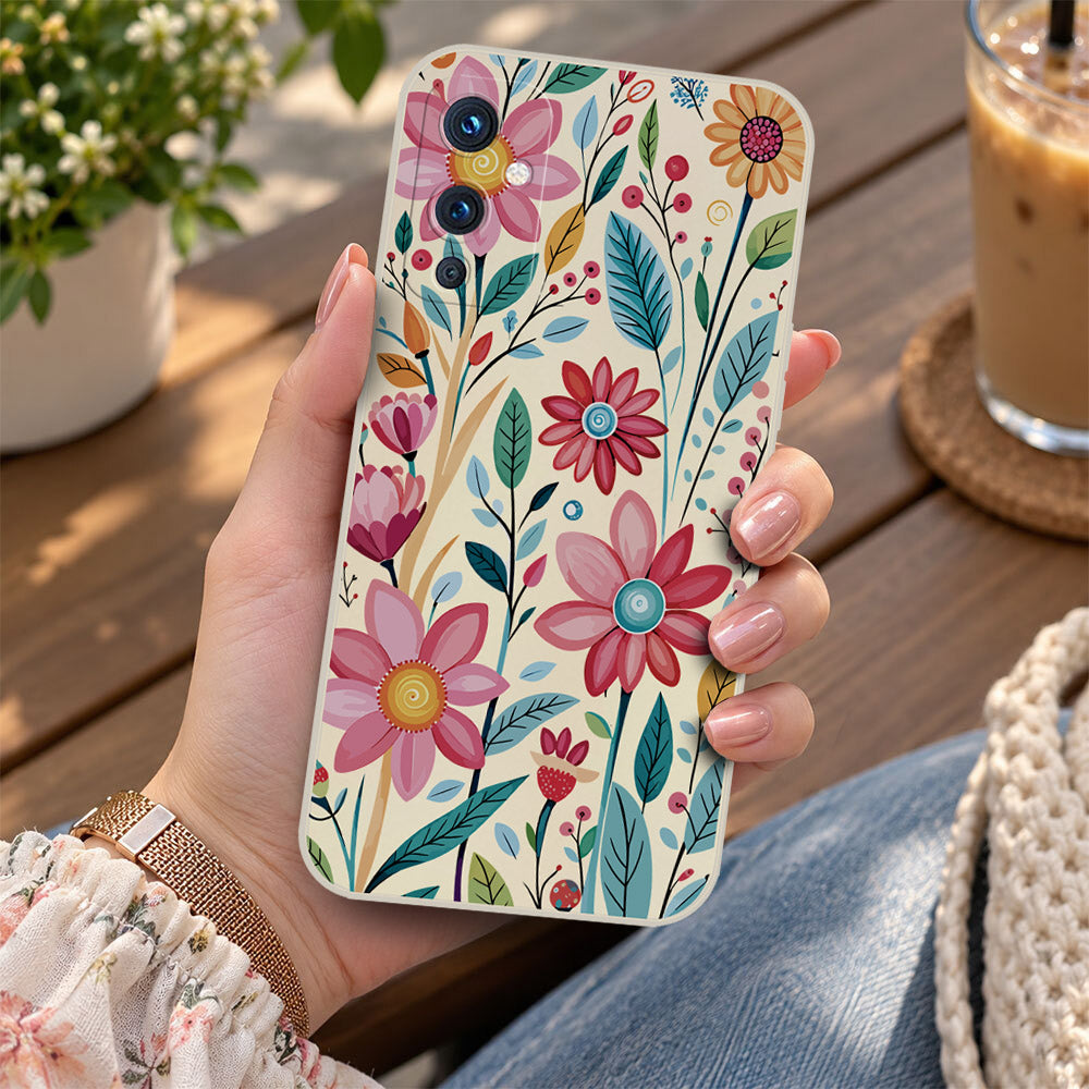 OnePlus 9 Pro Cover - Off White - D3 - ONation Petal Whismy Series - HQ Liquid Silicone Soft Case