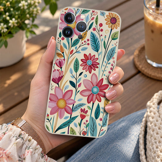 iPhone 13 Pro Max Cover - Off White - D3 - ONation Petal Whismy Series - HQ Liquid Silicone Soft Case