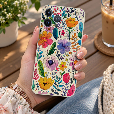 iPhone 13 Pro Cover - Off White - D4 - ONation Petal Whismy Series - HQ Liquid Silicone Soft Case