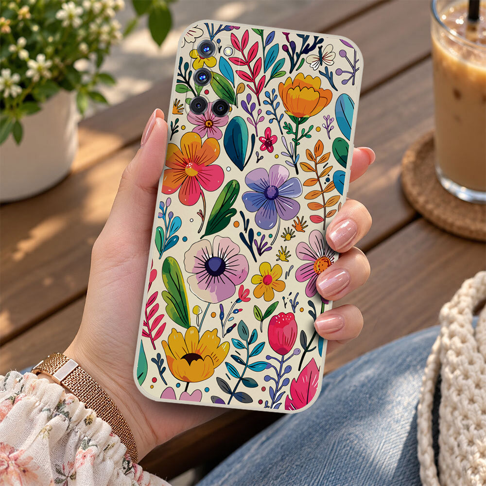 Oppo A95 Cover - Off White - D4 - ONation Petal Whismy Series - HQ Liquid Silicone Soft Case
