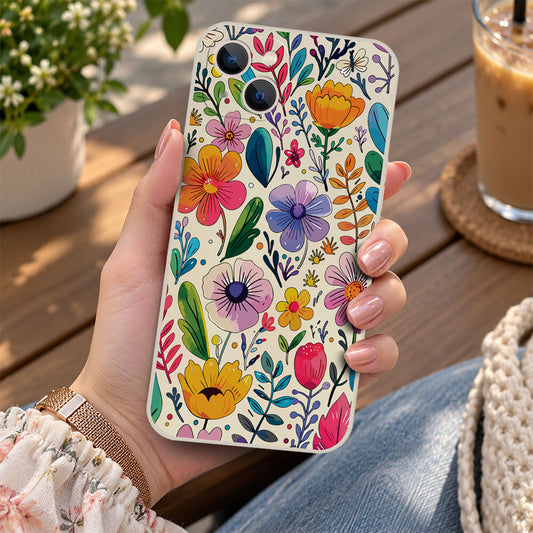 iPhone 13 Mini Cover - Off White - D4 - ONation Petal Whismy Series - HQ Liquid Silicone Soft Case