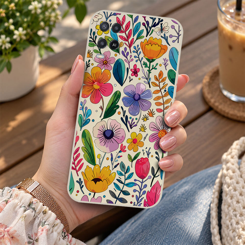 Oppo A72 Cover - Off White - D4 - ONation Petal Whismy Series - HQ Liquid Silicone Soft Case