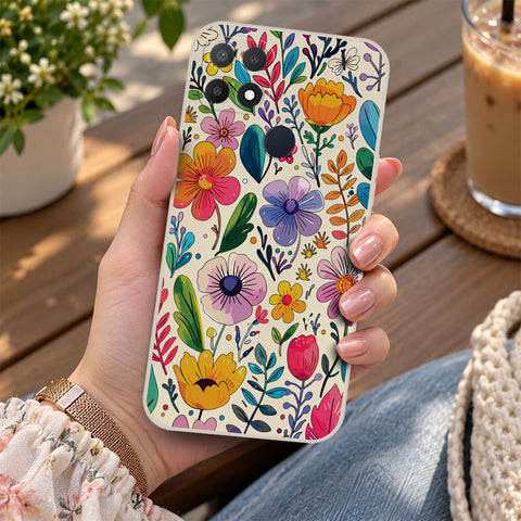Oppo A36 Cover - Off White - D4 - ONation Petal Whismy Series - HQ Liquid Silicone Soft Case