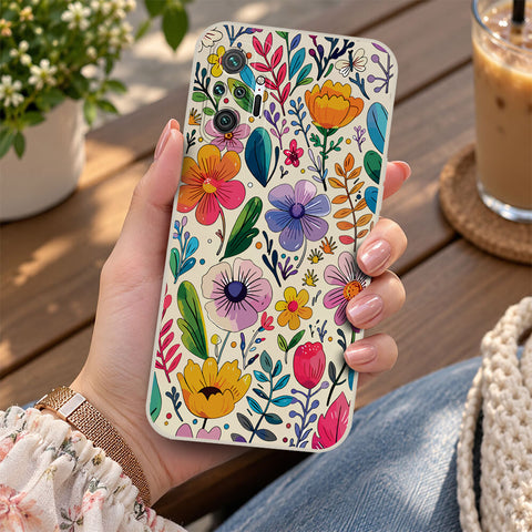 Xiaomi Redmi Note 11 Cover - Off White - D4 - ONation Petal Whismy Series - HQ Liquid Silicone Soft Case