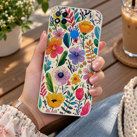 Xiaomi Redmi 10C Cover - Off White - D4 - ONation Petal Whismy Series - HQ Liquid Silicone Soft Case