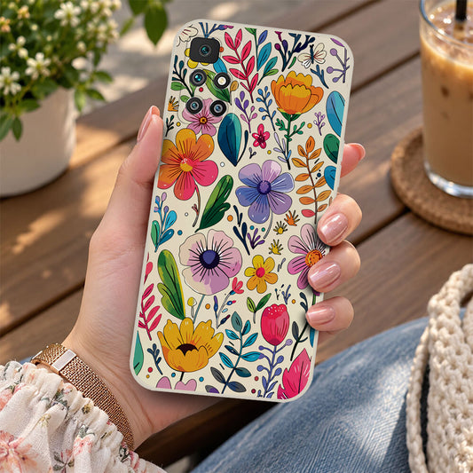 Xiaomi Redmi 10A Cover - Off White - D4 - ONation Petal Whismy Series - HQ Liquid Silicone Soft Case