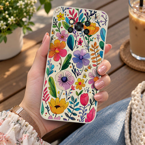 Xiaomi Redmi 9 Cover - Off White - D4 - ONation Petal Whismy Series - HQ Liquid Silicone Soft Case