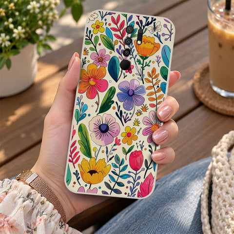 Xiaomi Poco M2 Pro Cover - Off White - D4 - ONation Petal Whismy Series - HQ Liquid Silicone Soft Case