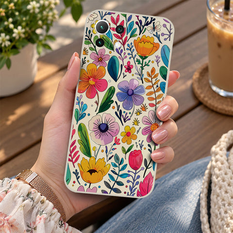 Xiaomi Poco F3 Cover - Off White - D4 - ONation Petal Whismy Series - HQ Liquid Silicone Soft Case