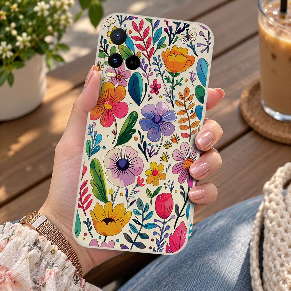 Vivo Y51 (2020 September) Cover - Off White - D4 - ONation Petal Whismy Series - HQ Liquid Silicone Soft Case