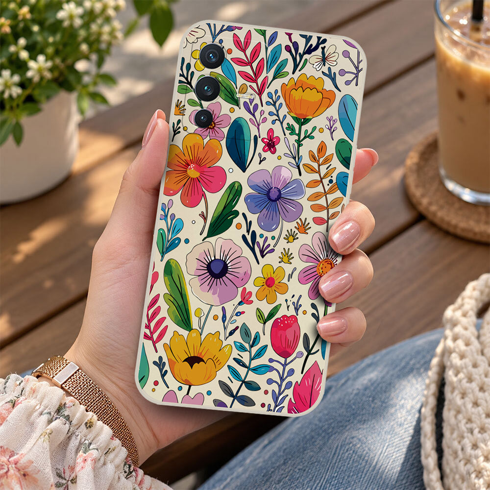 Vivo S12 Cover - Off White - D4 - ONation Petal Whismy Series - HQ Liquid Silicone Soft Case