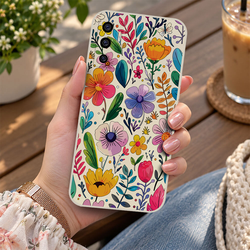 Vivo S10e Cover - Off White - D4 - ONation Petal Whismy Series - HQ Liquid Silicone Soft Case