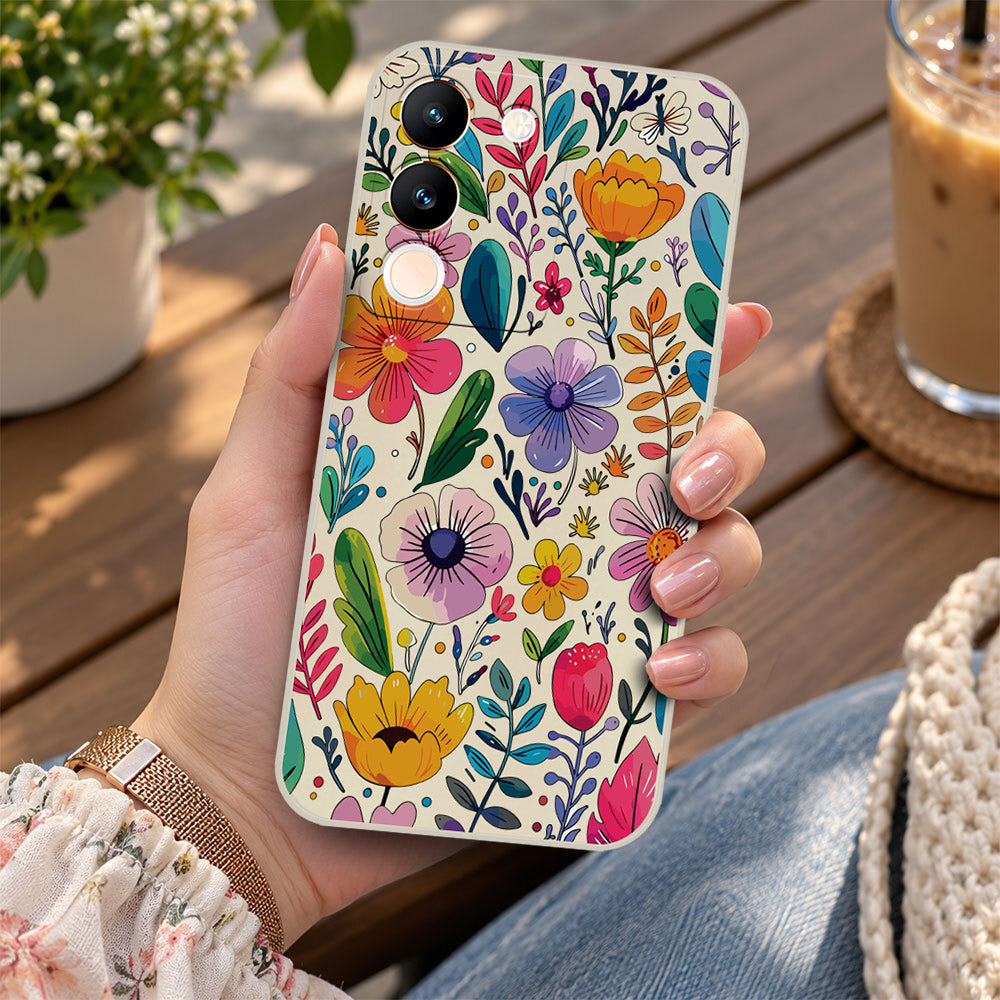 Vivo V29e Cover - Off White - D4 - ONation Petal Whismy Series - HQ Liquid Silicone Soft Case