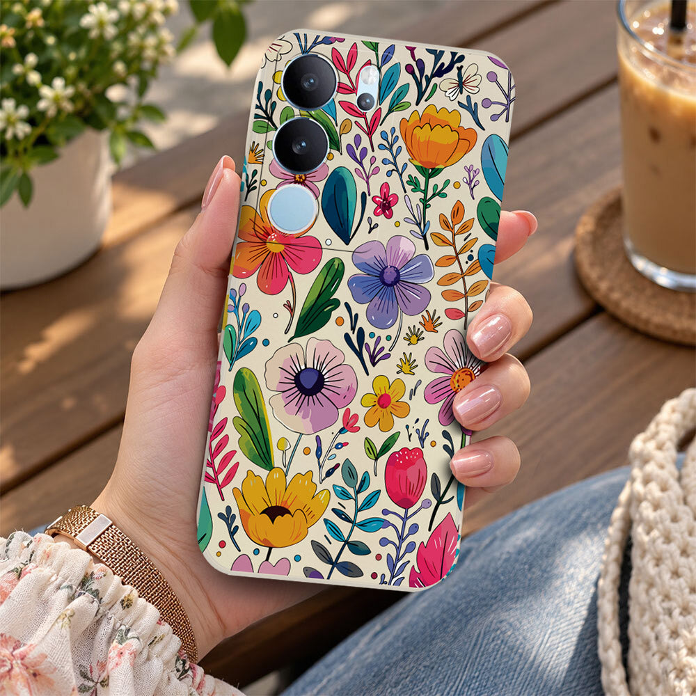 Vivo V29 Pro Cover - Off White - D4 - ONation Petal Whismy Series - HQ Liquid Silicone Soft Case